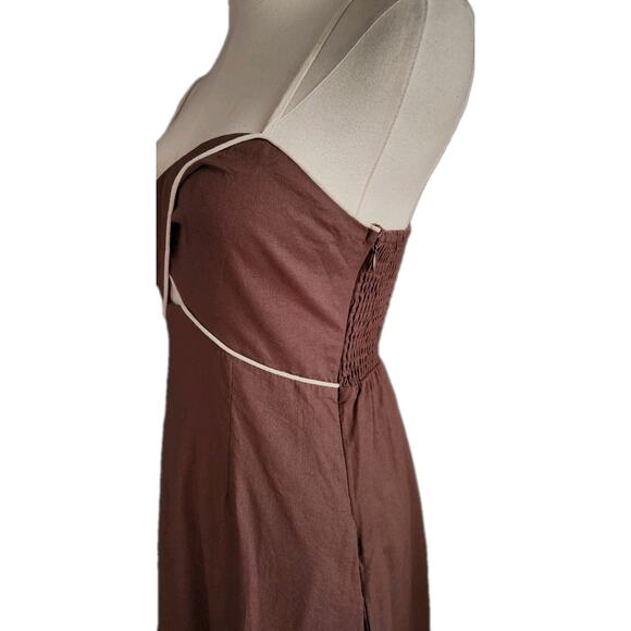 Mon Renn Fresco Embroidered Hemline Sundress Maxi Dress Linen Blend Small - Picture 6 of 11